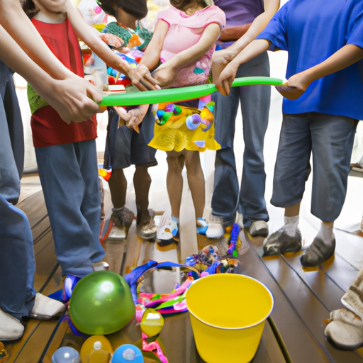 ילדים ומבוגרים משתתפים במשחקי מסיבה מהנים שונים
