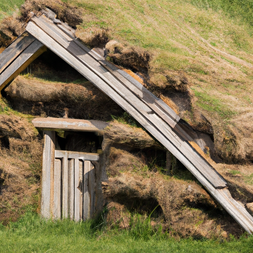 3. בית ארוך ויקינגי משוחזר באיסלנד, המציג את הגג המסורתי המכוסה דשא ובניית עץ.